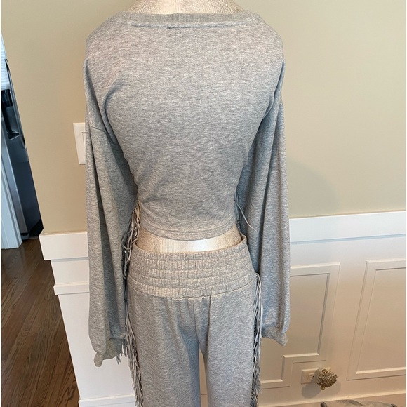 Grey Fringe Cotton 2 Piece Set - Picture 2 of 9